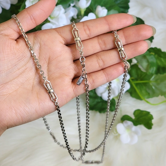 Long Layered Silver Necklace - Picture 4 of 4